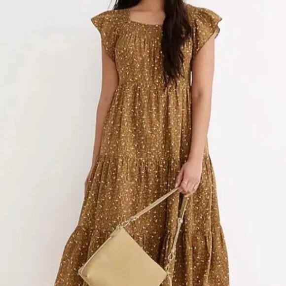 Madewell Brown Floral Midi Dress - Picture 1 of 8